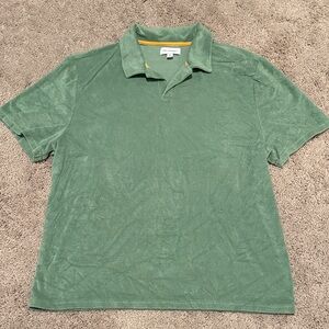 Classic Green Terry Polo with Yellow Contrast Trim